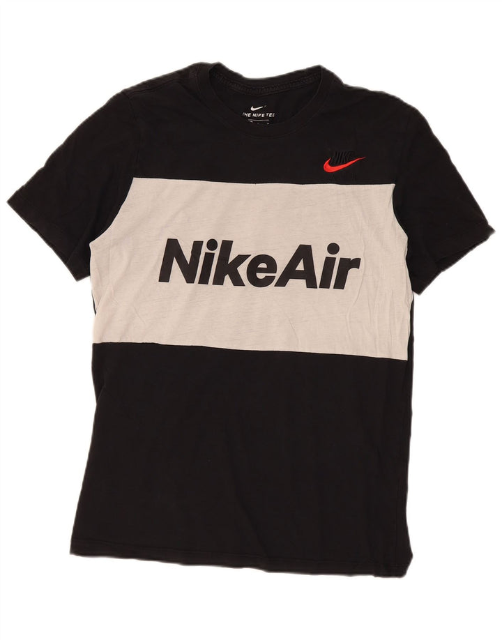 Tricou grafic Nike pentru bărbați Top mediu negru din bumbac color bloc