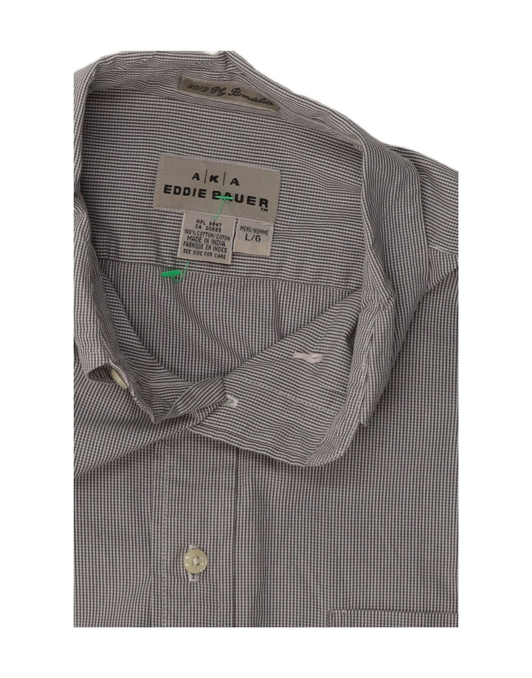 EDDIE BAUER Mens Shirt Large Grey Houndstooth Cotton Vintage Eddie Bauer and Second-Hand Eddie Bauer from Messina Hembry 
