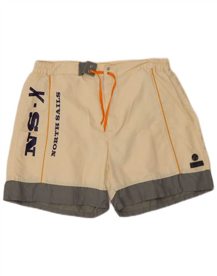 Pantaloni scurți de înot cu grafică North Sails pentru bărbați, medii, alb închis