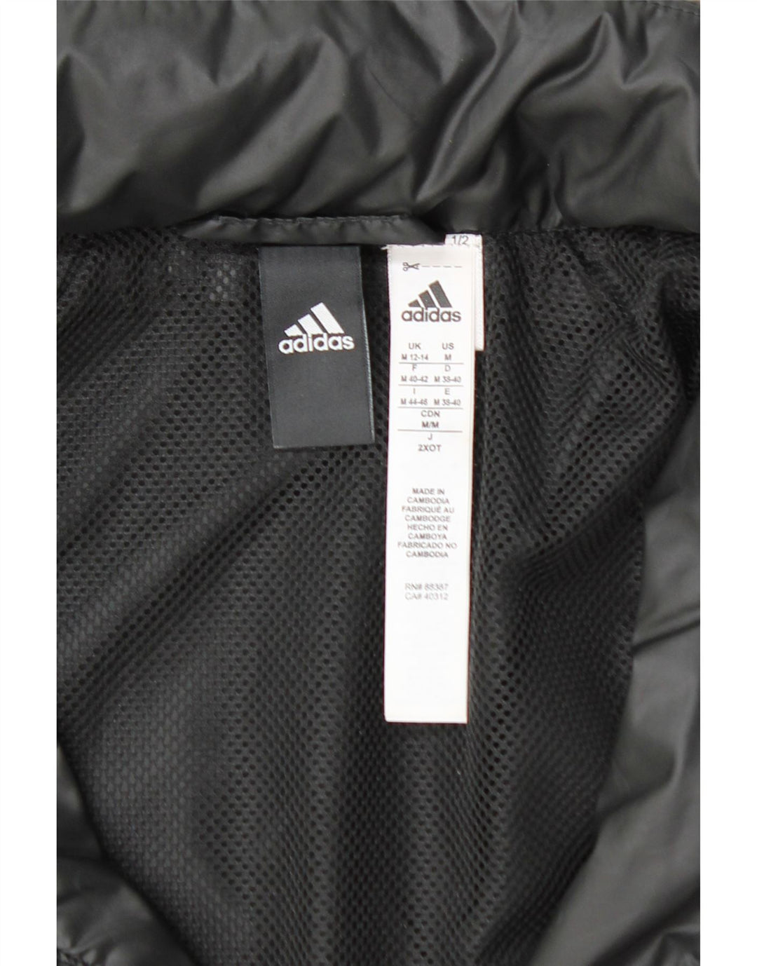 ADIDAS Womens Hooded Graphic Rain Jacket UK 12/14 Medium Black Polyester