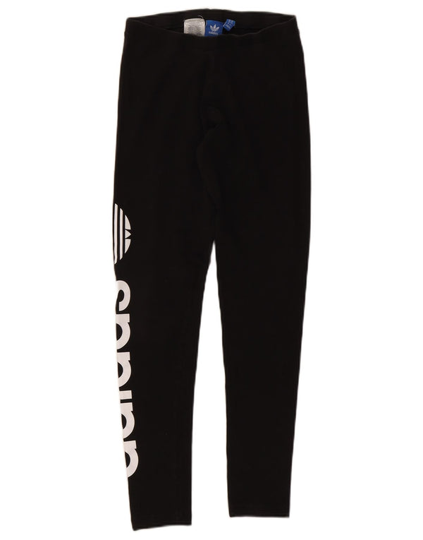 Adidas Womens Graphic Leggings UK 10 Small Black Cotton