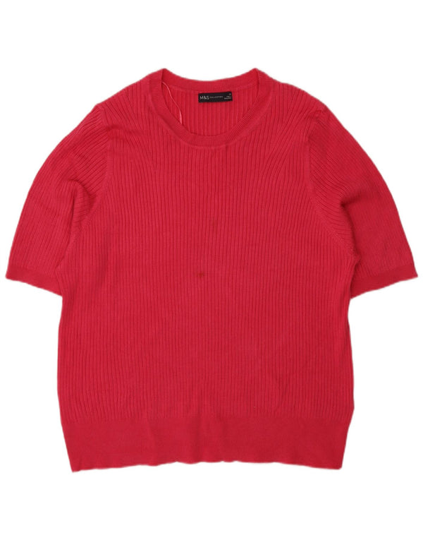 Pulover pentru femei Marks & Spencer, cu mânecă scurtă, cu gât de barcă, UK 24 4XL, roz