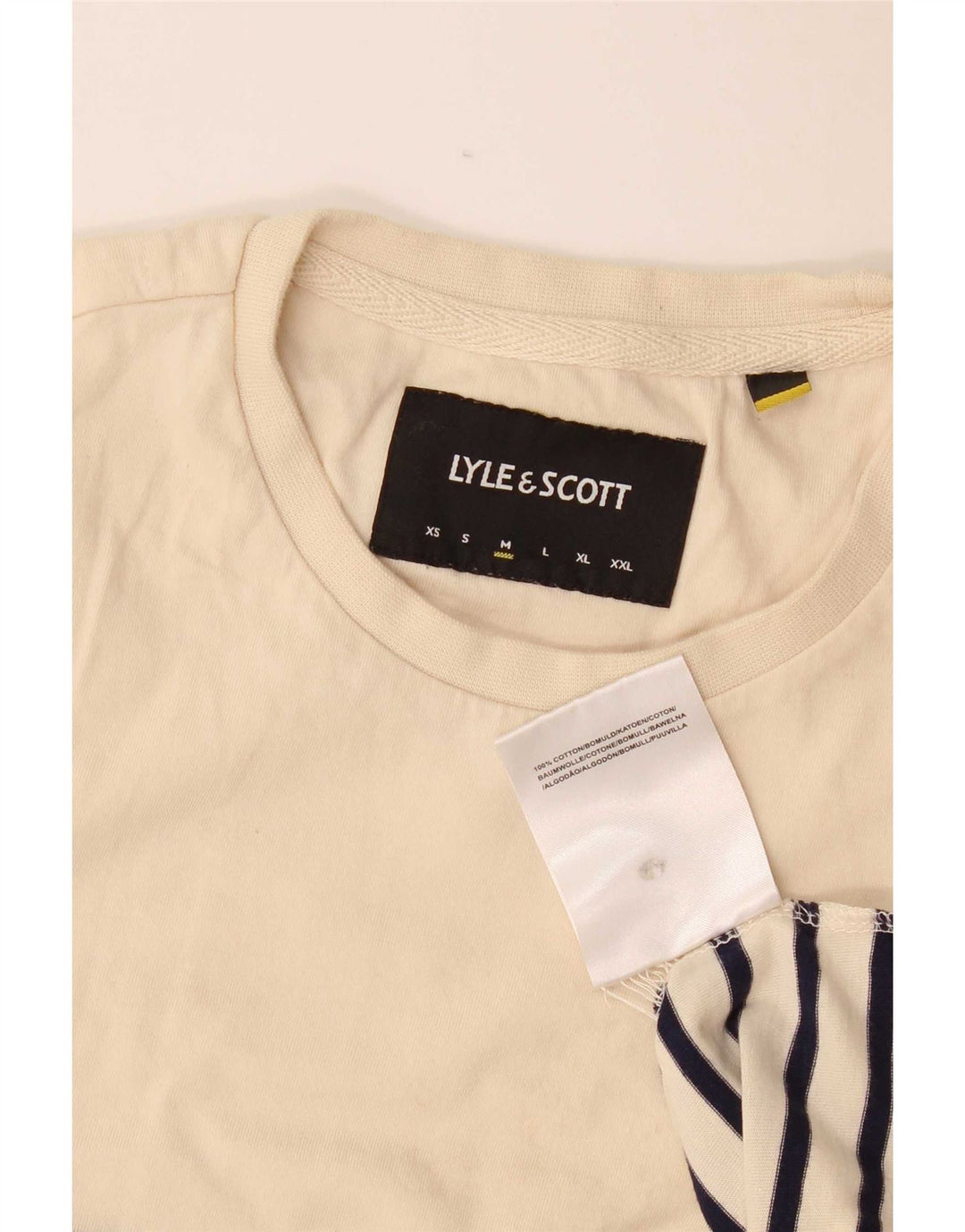Tricou pentru bărbați Lyle & Scott Top Mediu Bej Bumbac cu dungi