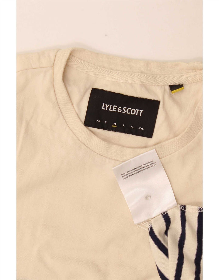 Tricou pentru bărbați Lyle & Scott Top Mediu Bej Bumbac cu dungi