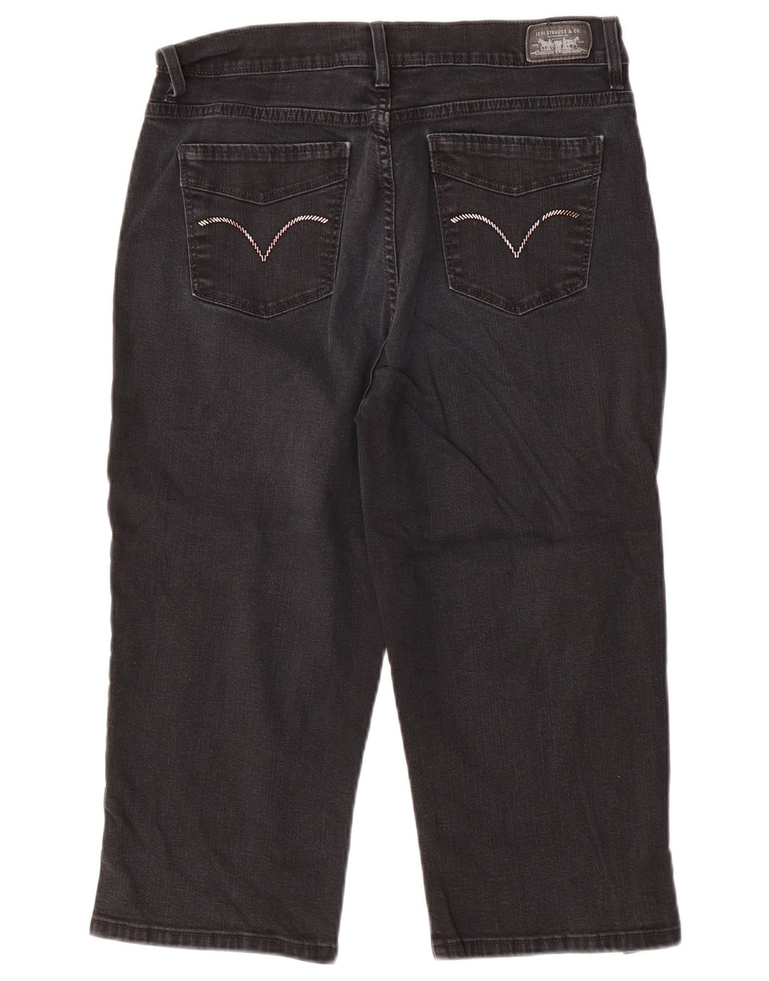 Blugi Capri cu talie înaltă Levi's pentru femei US 12 Large W30 L19 Bumbac gri