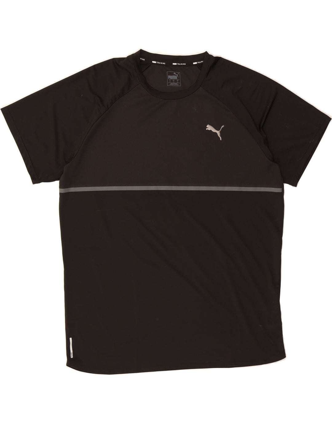 PUMA Mens Graphic T-Shirt Top XL Black Colourblock Polyester Vintage Puma and Second-Hand Puma from Messina Hembry 