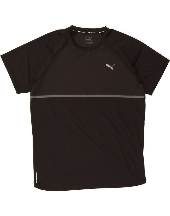 PUMA Mens Graphic T-Shirt Top XL Black Colourblock Polyester Vintage Puma and Second-Hand Puma from Messina Hembry 
