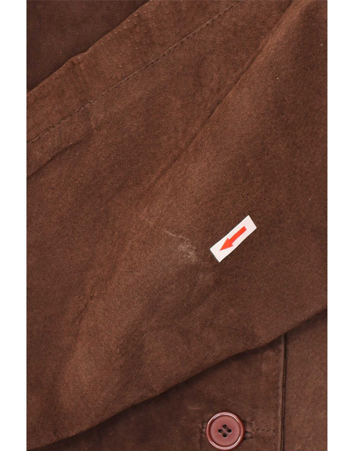 Jachetă de piele vintage pentru femei, cu ajustare largă, UK 14, piele maro medie