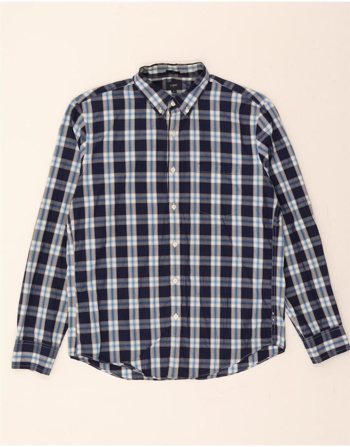 J. CREW Mens Slim Shirt Large Navy Blue Check Cotton Vintage J. Crew and Second-Hand J. Crew from Messina Hembry 