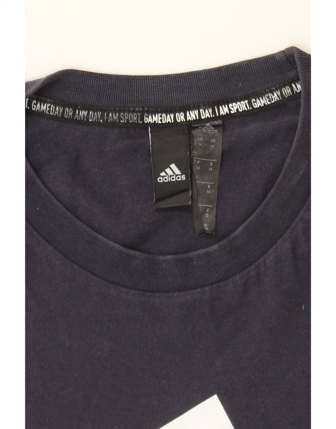 ADIDAS Mens Graphic T-Shirt Top Medium Navy Blue Cotton Vintage Adidas and Second-Hand Adidas from Messina Hembry 