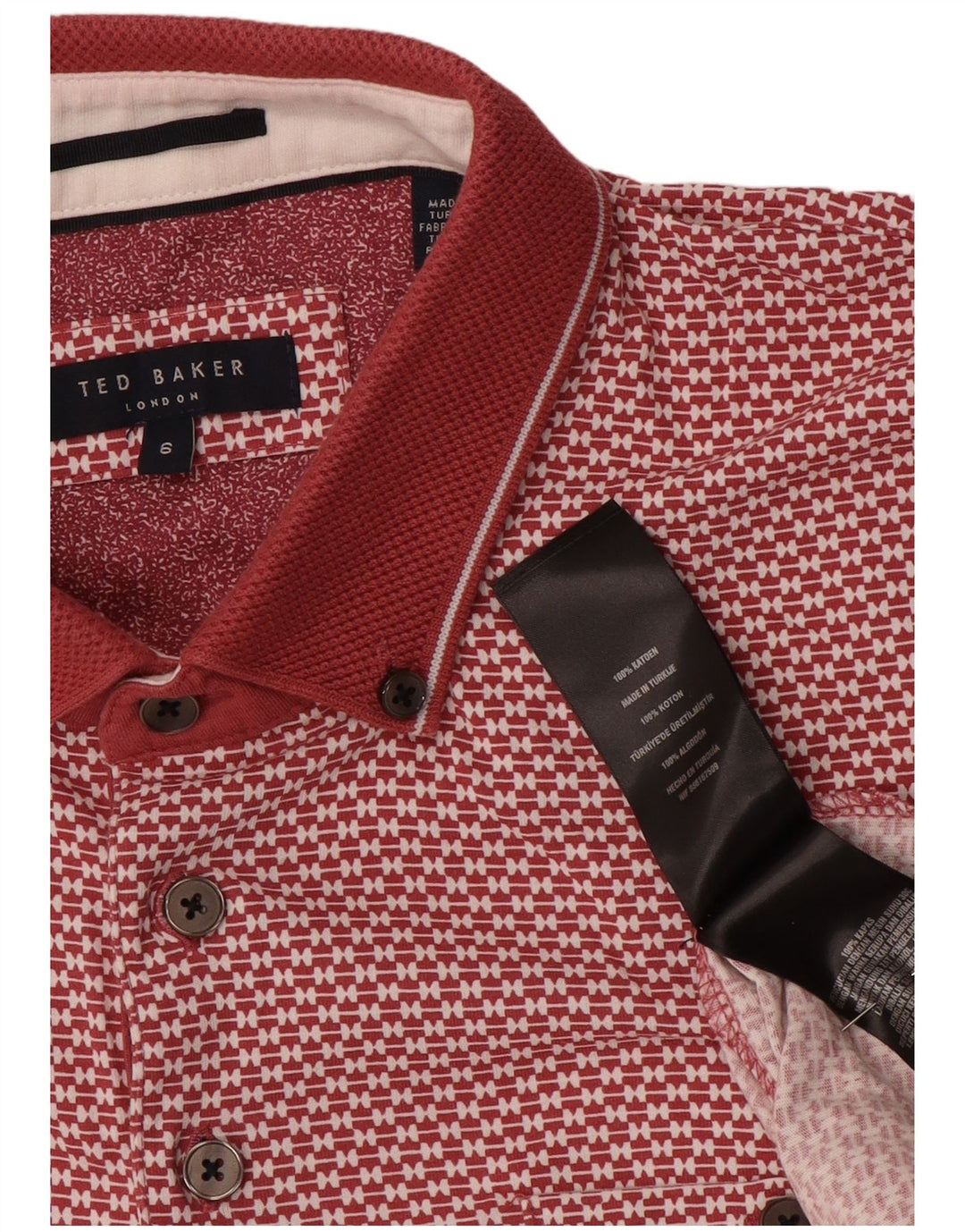 Tricou polo pentru bărbați Ted Baker cu model abstract Mărimea 6 2XL bumbac roșu