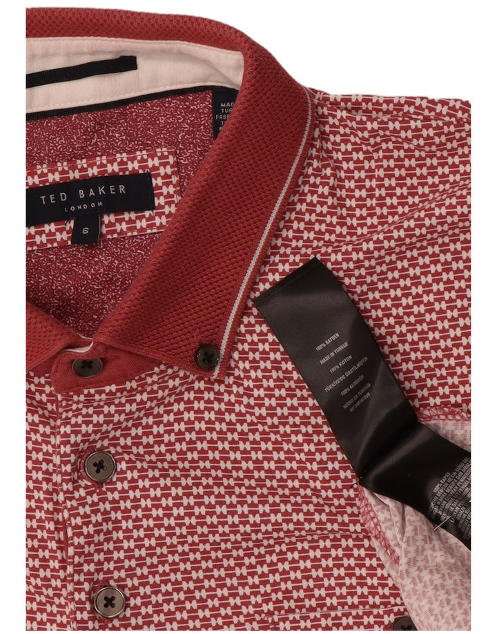 Tricou polo pentru bărbați Ted Baker cu model abstract Mărimea 6 2XL bumbac roșu