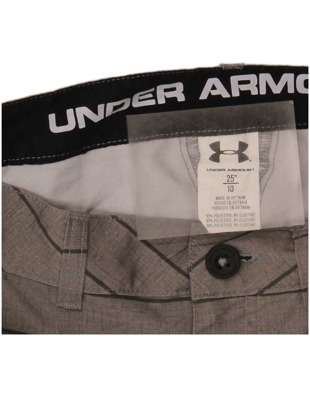 Pantaloni scurți chino Under Armour pentru băieți 9-10 ani W25 poliester cu dungi gri