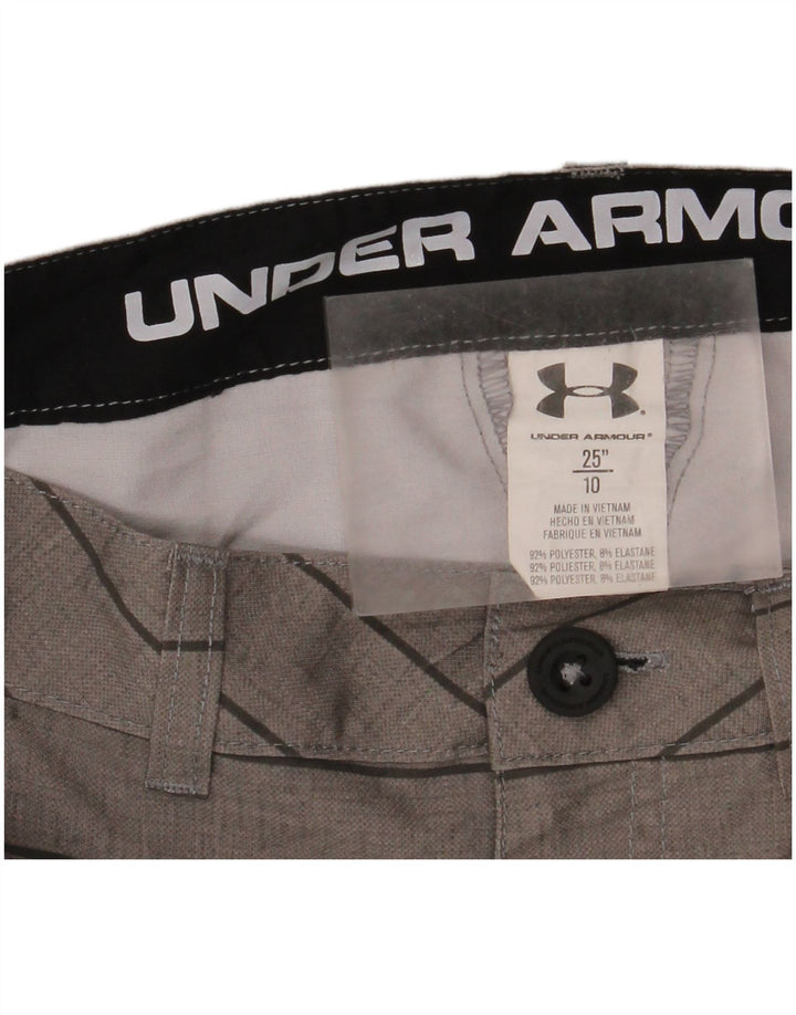 Pantaloni scurți chino Under Armour pentru băieți 9-10 ani W25 poliester cu dungi gri