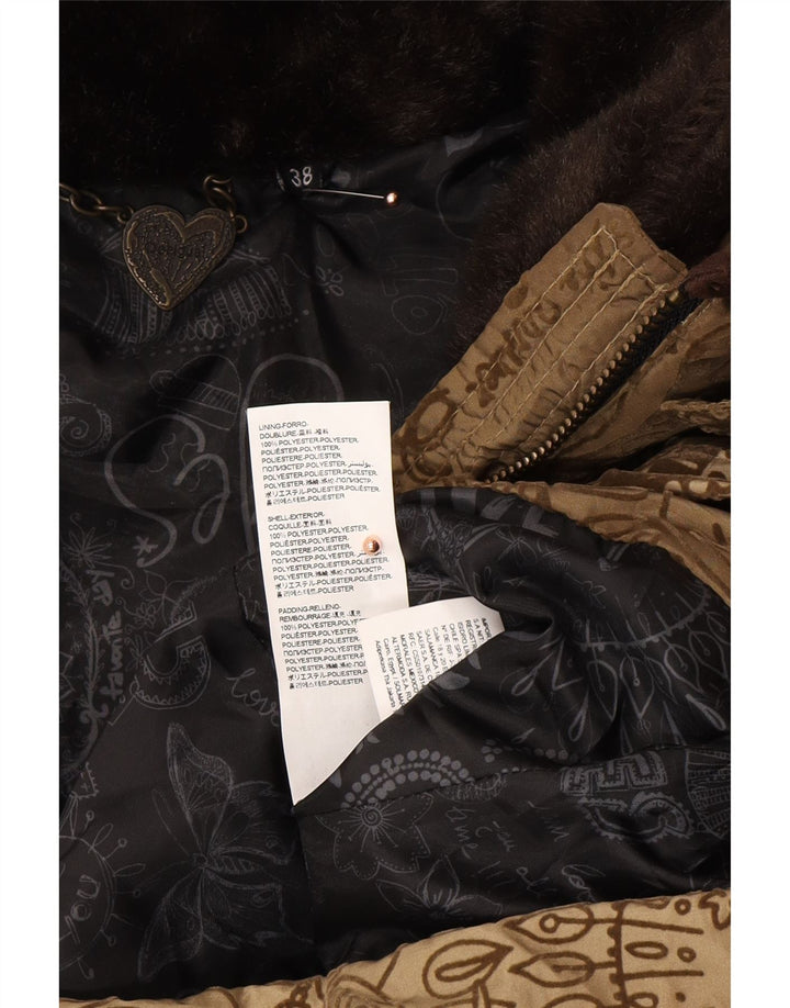 DESIGUAL Palton căptușit cu model abstract pentru femei EU 38 Maro mediu