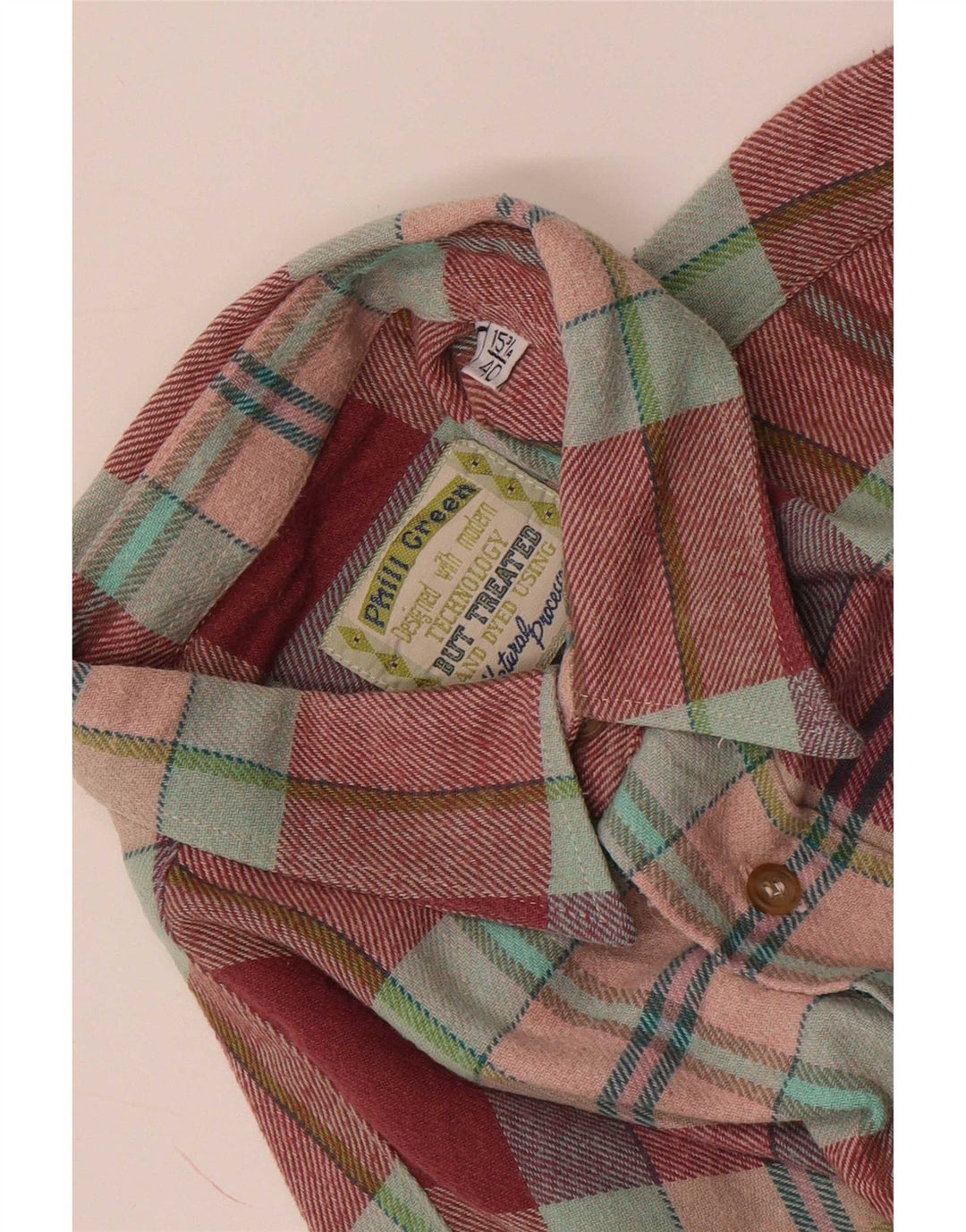 Cămașă Vintage pentru bărbați din flanel Mărimea 40 15 3/4, roșu mediu, caroserie