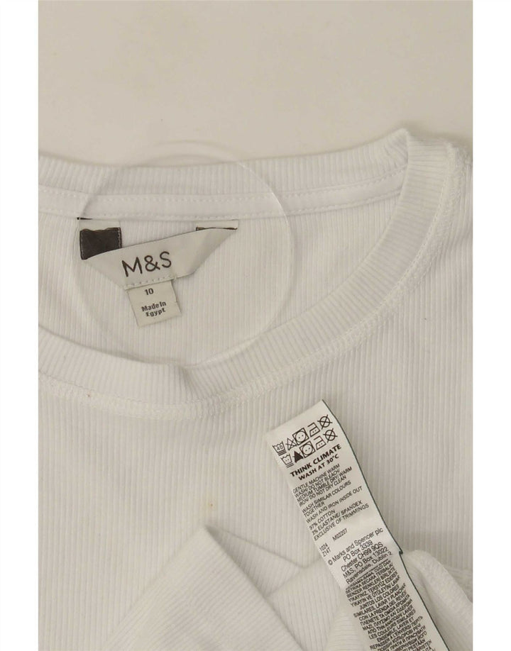 Marks & Spencer Top pentru femei cu mânecă lungă UK 10 Bumbac alb mic