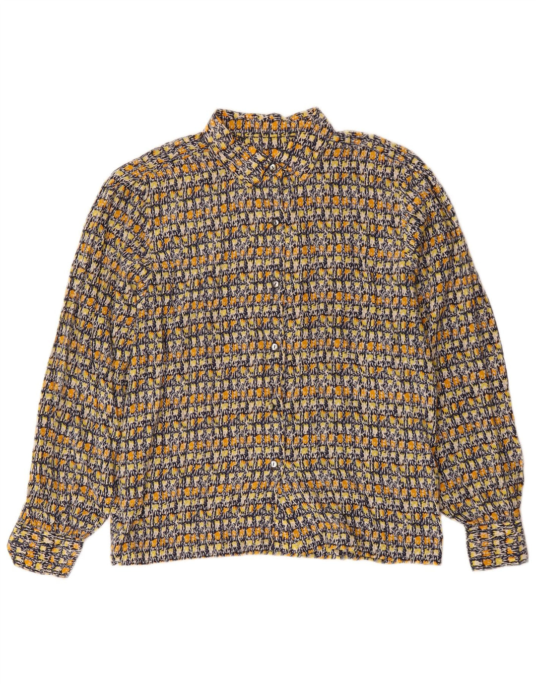 Cămașă vintage pentru femei cu model abstract UK 14 mare, multicoloră