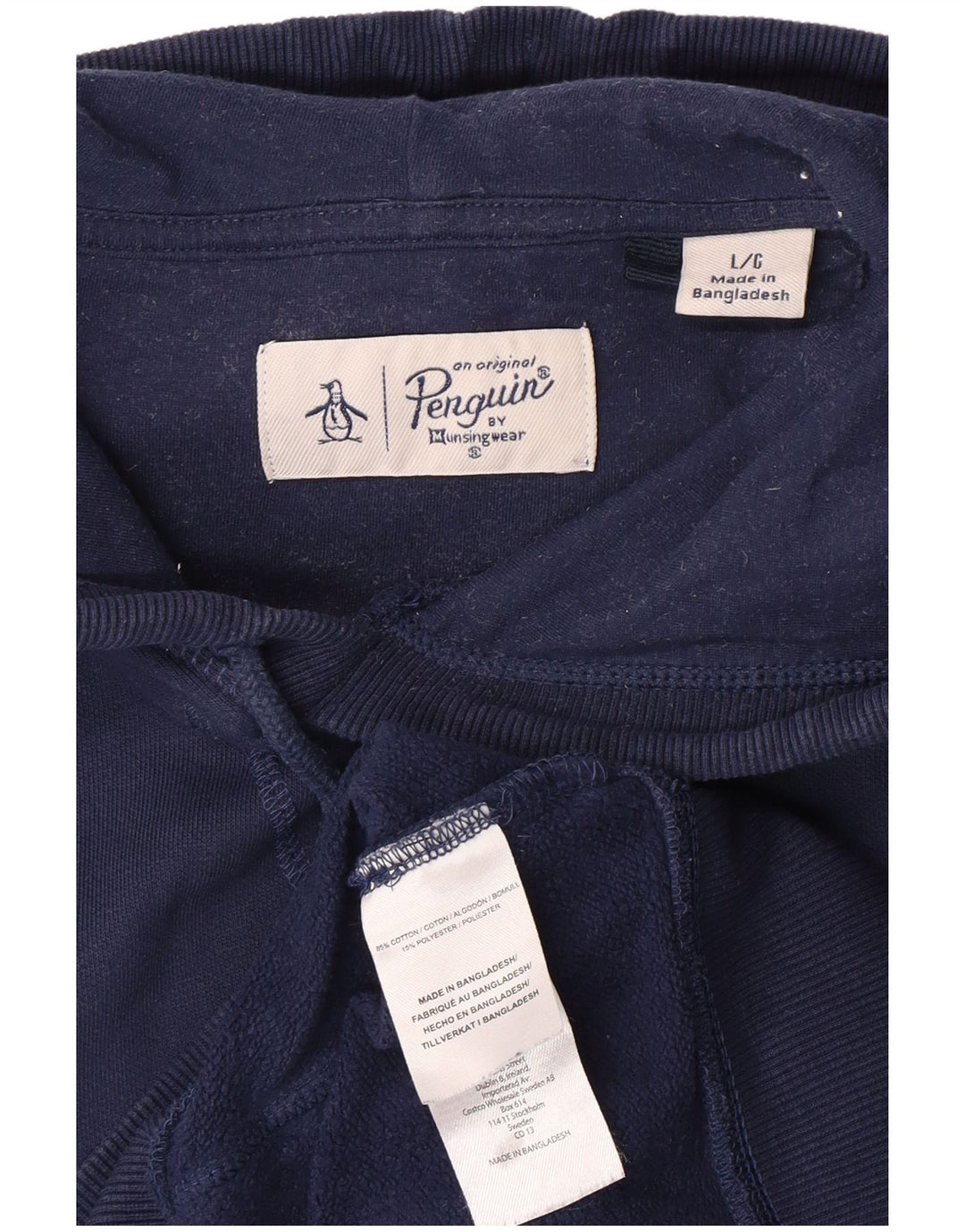 PENGUIN Pulover cu glugă pentru bărbați din bumbac mare, albastru bleumarin