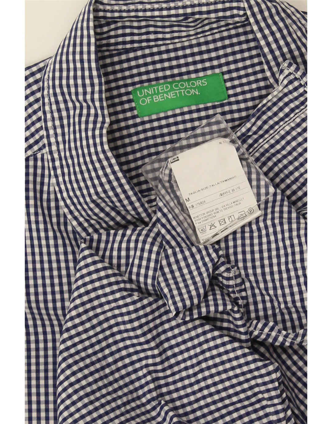 Cămașă pentru bărbați Benetton, albastru mediu, bumbac vichy