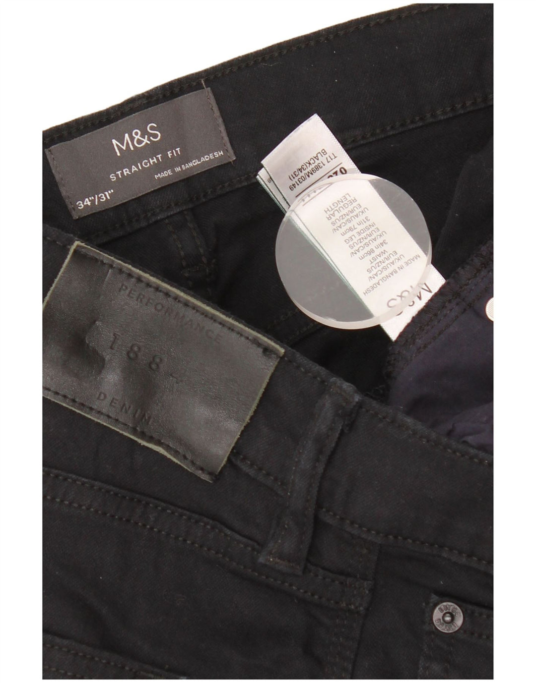 MARKS & SPENCER Blugi drepti pentru bărbați W34 L31 bumbac negru