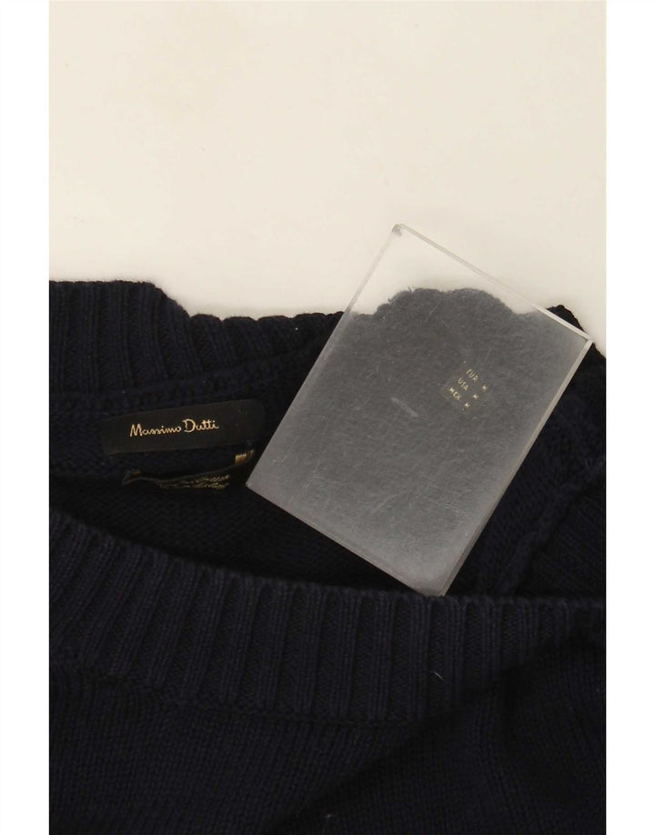 Pulover Massimo Dutti pentru bărbați cu gât crew, albastru bleumarin mediu