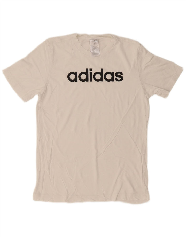 ADIDAS Mens Graphic T-Shirt Top Small White Cotton