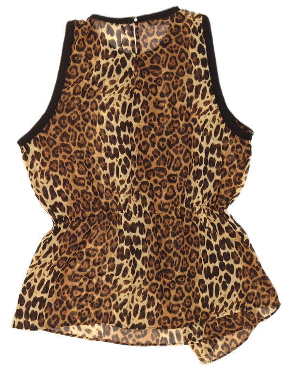 Bluză fără mâneci pentru femei Zara UK 18 XL maro imprimeu animal