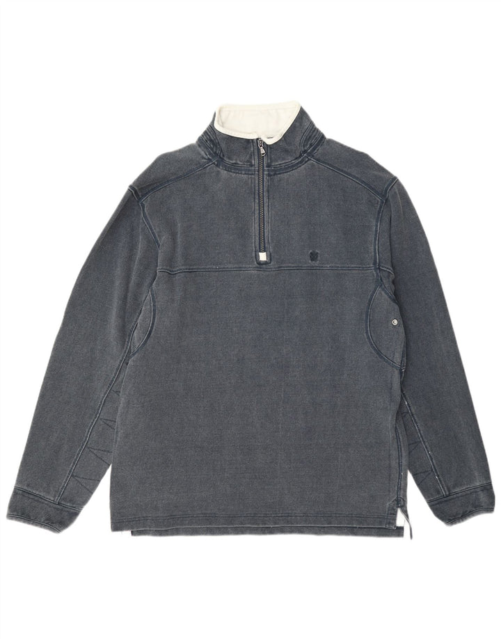 Crew Clothing Hanorac pentru bărbați cu fermoar și gât Jumper Bumbac mediu gri