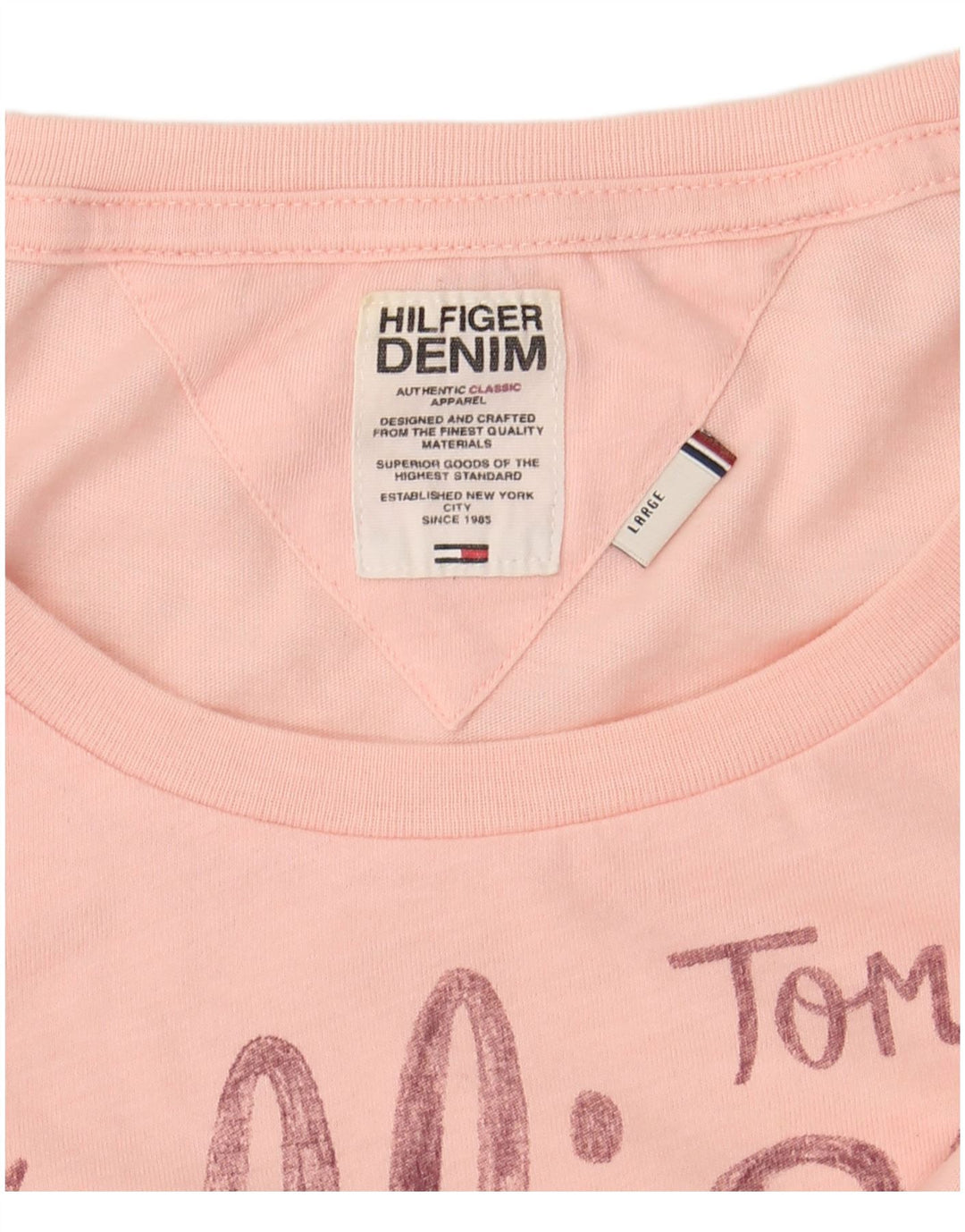 TOMMY HILFIGER Tricou cu grafic pentru femei Top UK 14 Large Pink