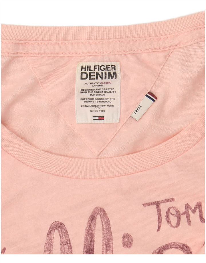 TOMMY HILFIGER Tricou cu grafic pentru femei Top UK 14 Large Pink