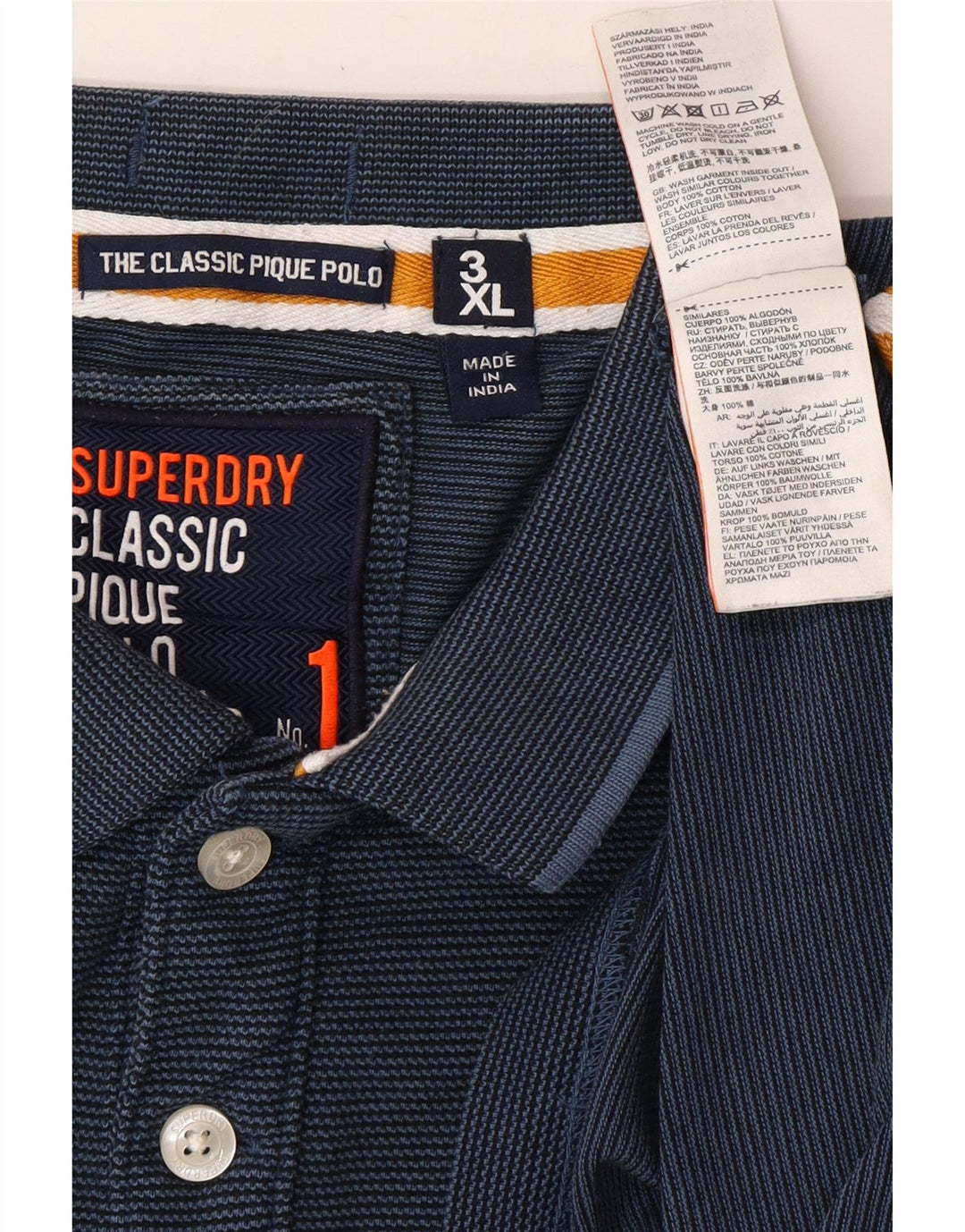 SUPERDRY Tricou polo clasic pentru bărbați, 3XL, bleumarin, cu dungi