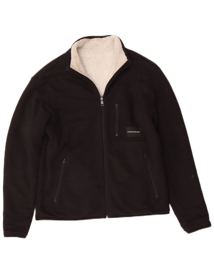 Jachetă Sherpa pentru bărbați Calvin Klein Jeans UK 38 Bumbac mediu negru