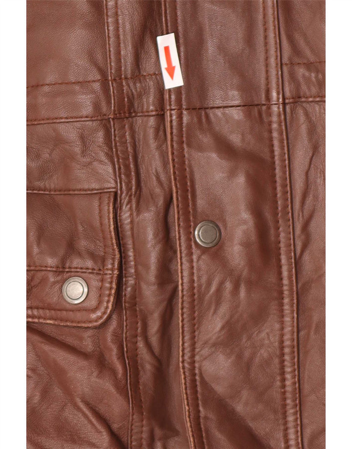 Palton din piele vintage pentru bărbați UK 40 mare maro