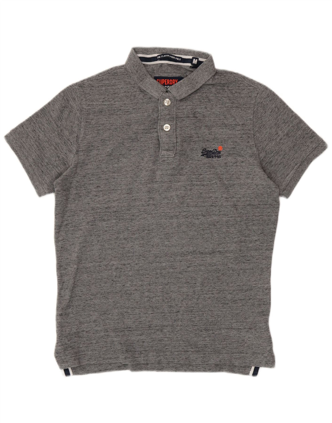 Tricou polo pentru bărbați Superdry, bumbac cu pete gri mediu