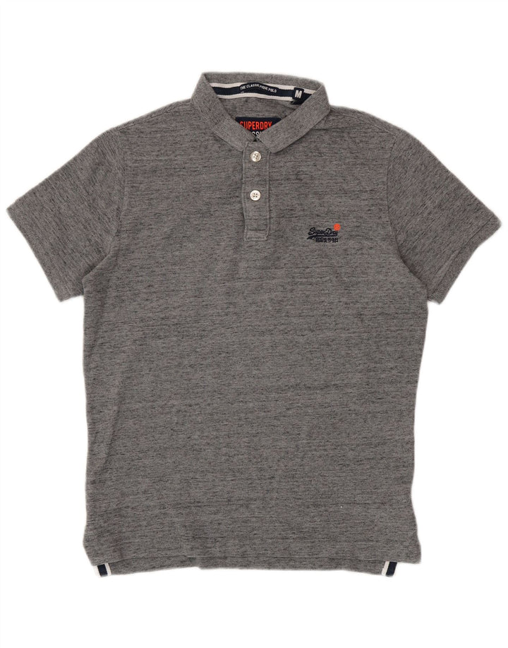 Tricou polo pentru bărbați Superdry, bumbac cu pete gri mediu
