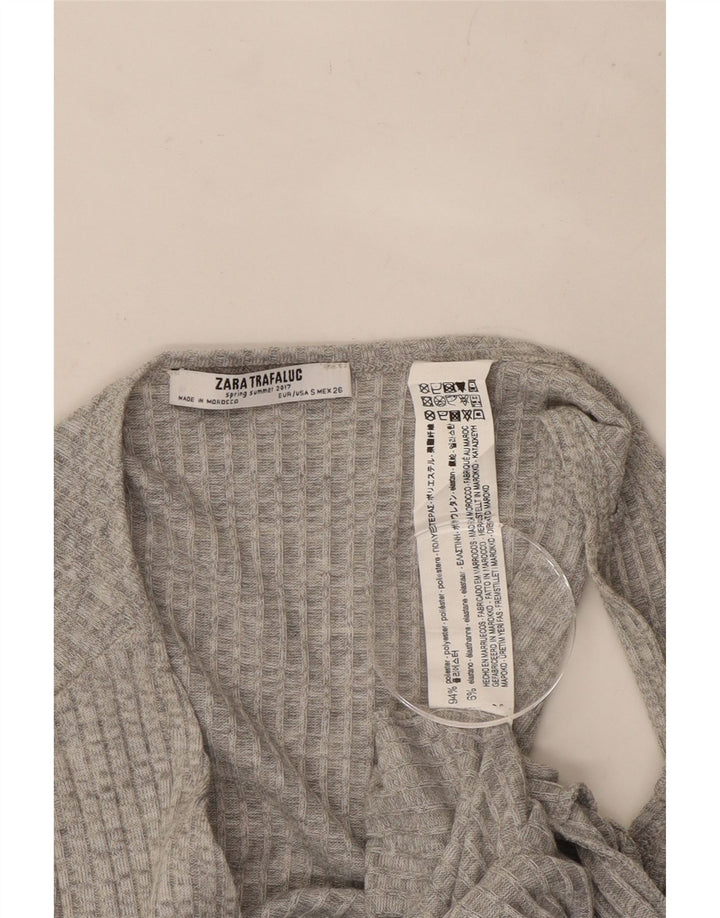 Salopetă din tricot fără mâneci pentru femei Zara UK 8 Poliester cu dungi gri mici