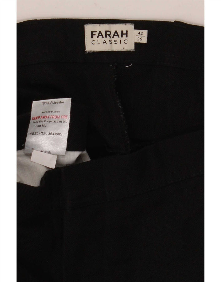 Pantaloni casual Farah pentru bărbați, cu tăiere clasică, L42 L29, poliester negru