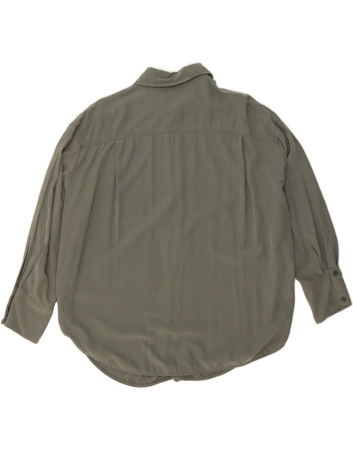 ZARA Womens Oversized Shirt Blouse UK 10 Small Green Modal Vintage Zara and Second-Hand Zara from Messina Hembry 