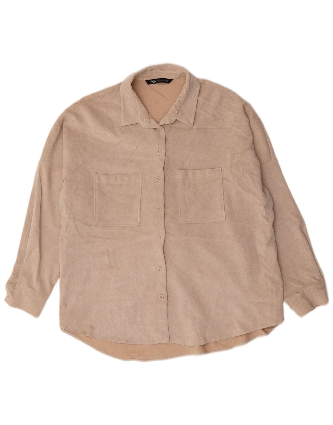 Cămașă supradimensionată pentru femei Zara UK 18 XL poliester bej