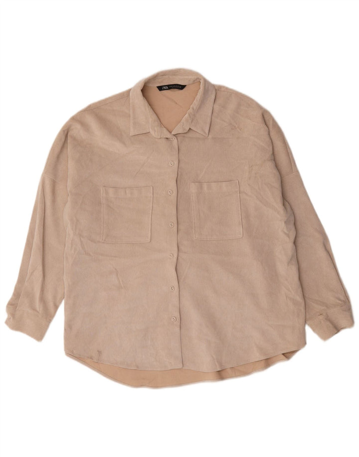 Cămașă supradimensionată pentru femei Zara UK 18 XL poliester bej