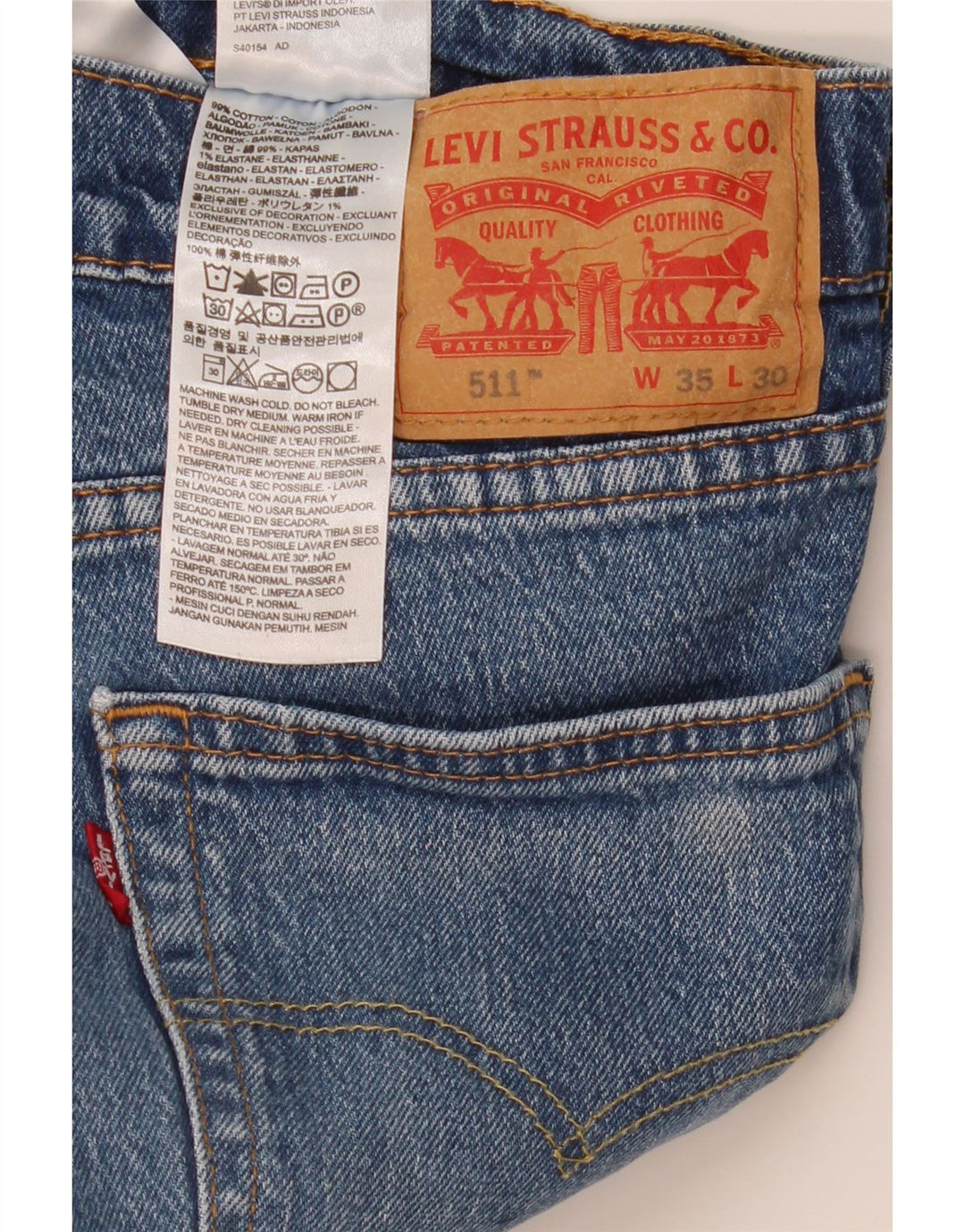 Blugi Levi's 511 Slim pentru bărbați W35 L30 Bumbac albastru