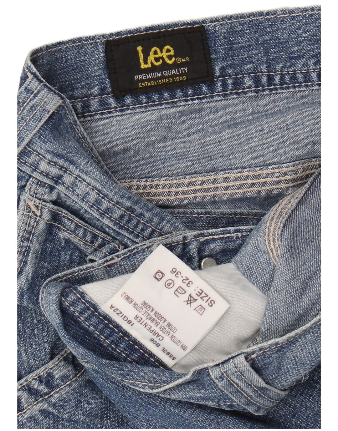 Pantaloni scurți Lee Carpenter Cargo Denim W32 Bumbac albastru mediu