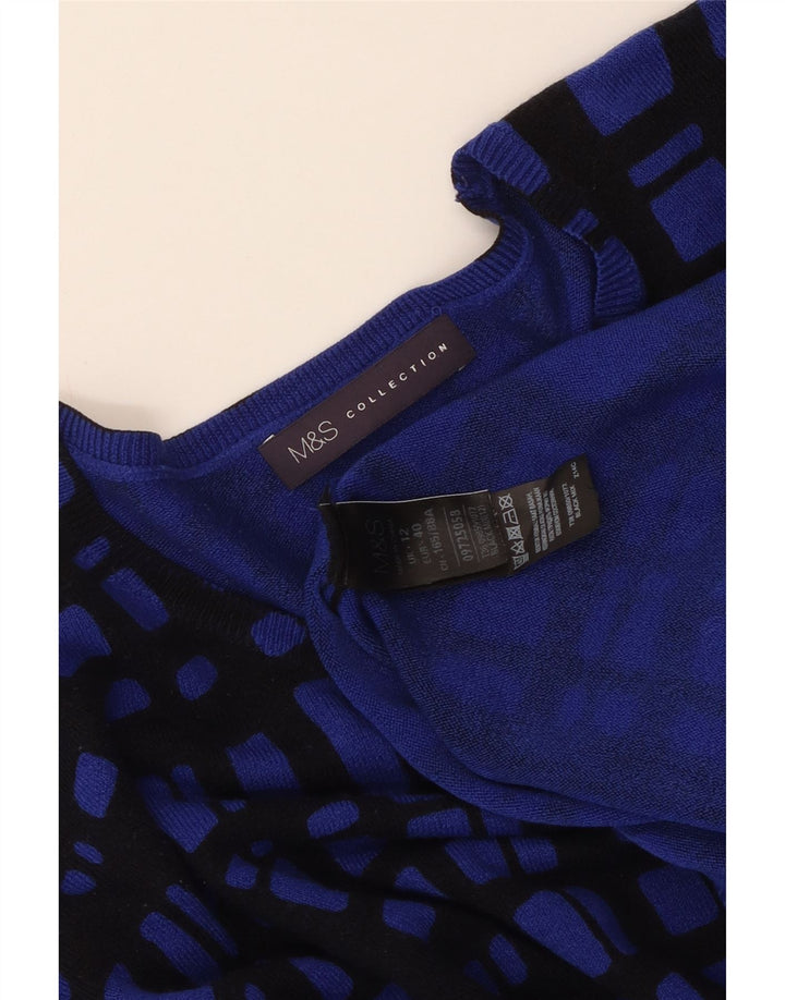 MARKS & SPENCER Pulover pentru femei cu gât cu barca UK 12 Medium Blue Check