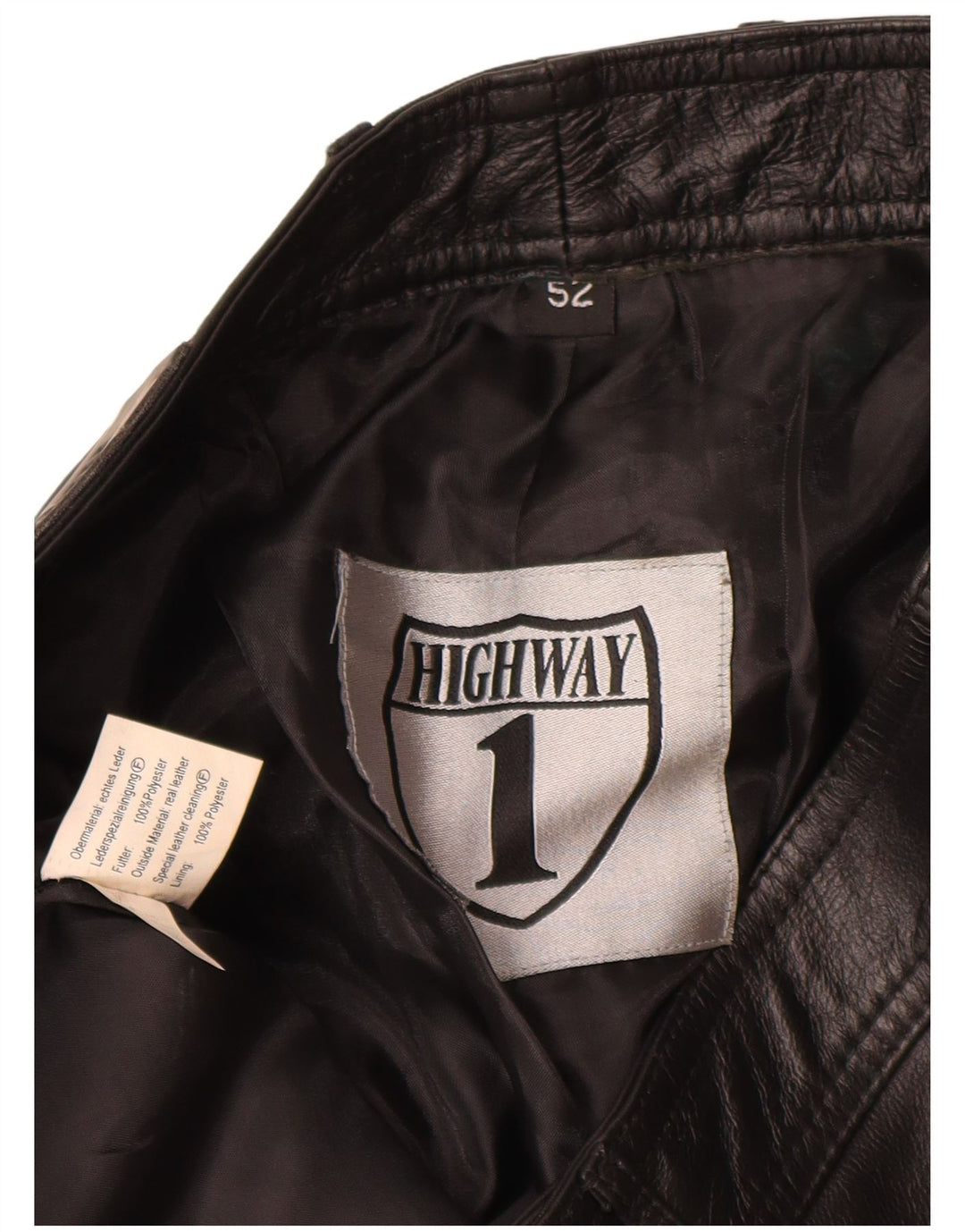 HIGHWAY 1 Pantaloni drepti din piele pentru bărbați IT 52 XL W34 L28 Piele neagră