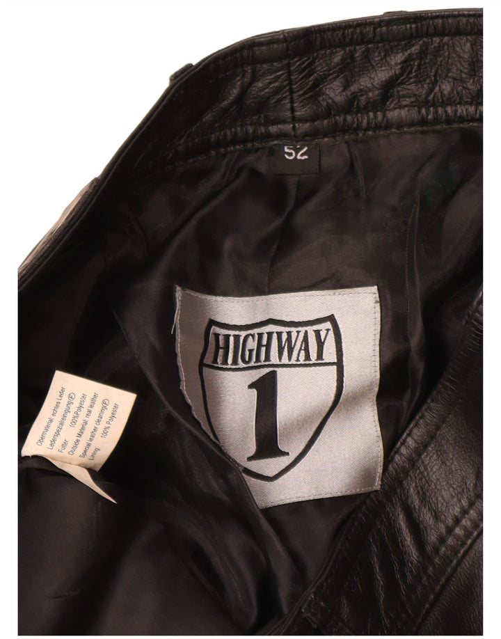 HIGHWAY 1 Pantaloni drepti din piele pentru bărbați IT 52 XL W34 L28 Piele neagră