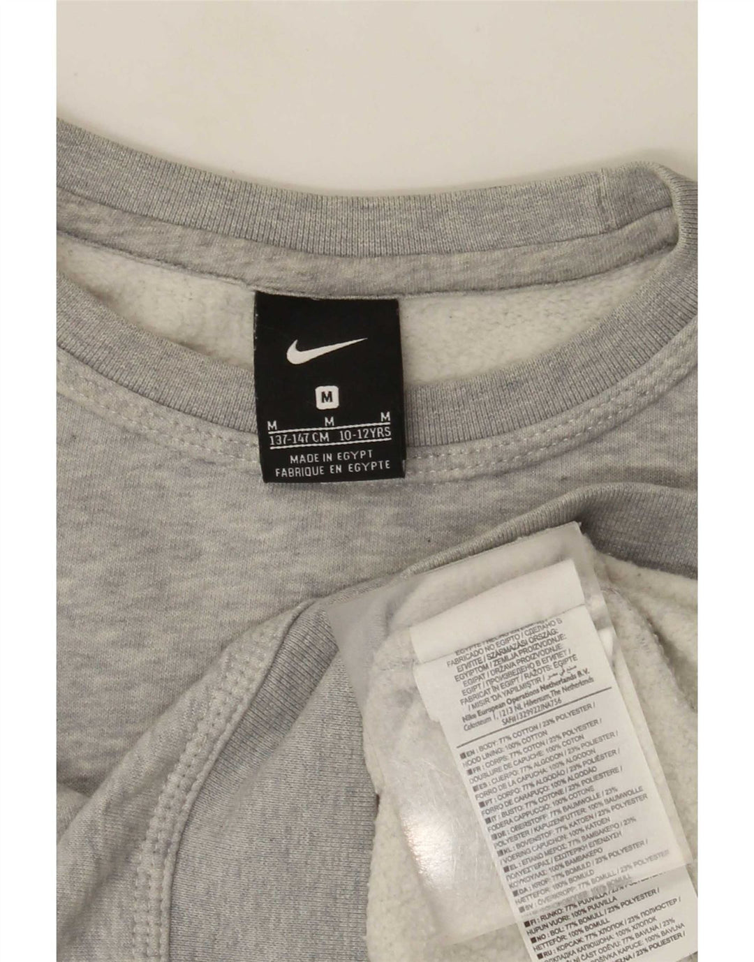 Pulover Nike pentru băieți 10-11 ani, bumbac cu pete gri mediu