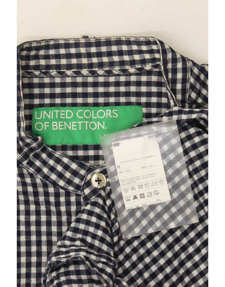 Cămașă Benetton pentru bărbați, bumbac vichy, albastru bleumarin mediu