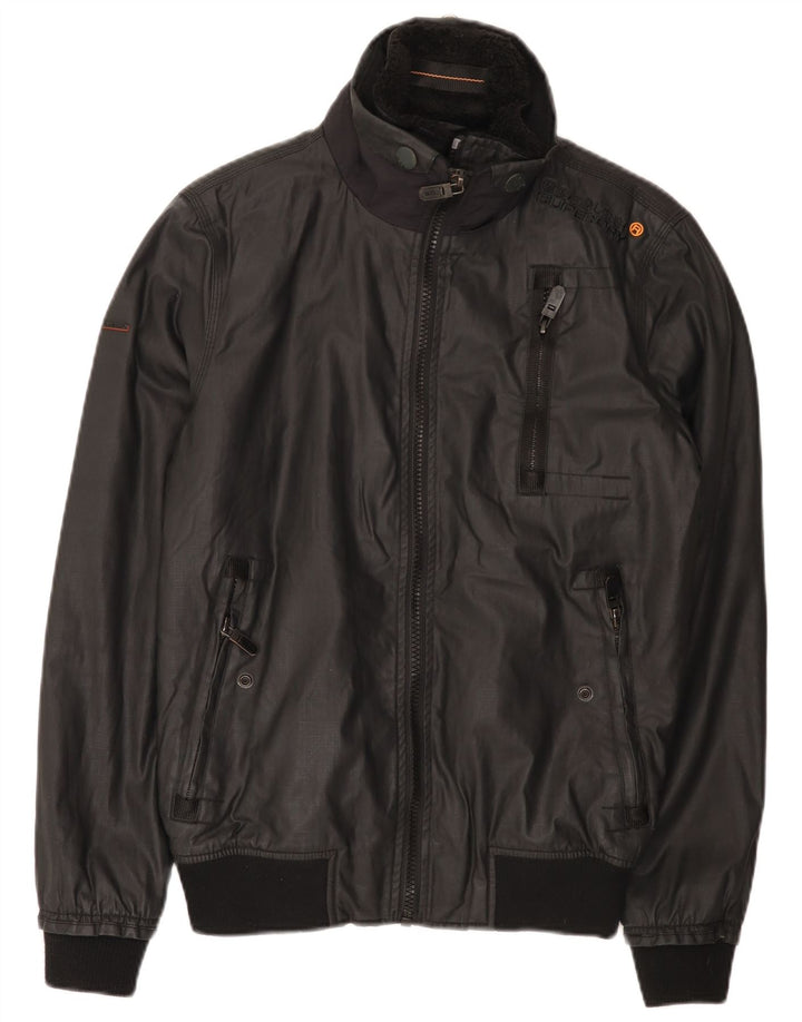 Jachetă Bomber Superdry pentru bărbați UK 36, bumbac negru mic