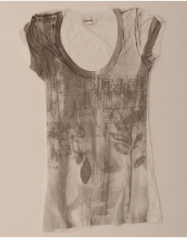Tricou cu grafic pentru femei Diesel UK 2 2XS Alb Floral